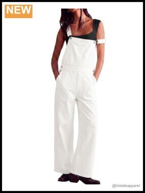 Women's Denim Overalls Wide Leg Boyfriend Jean Jumpsuit Stretch Cotton Blend